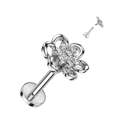 Hollow flower flat back - hollow, cz