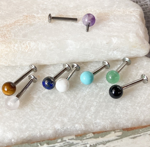 1pc natural stone labret - labret, 16g