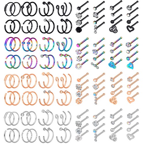 20g stainless steel nose rings - 20g,